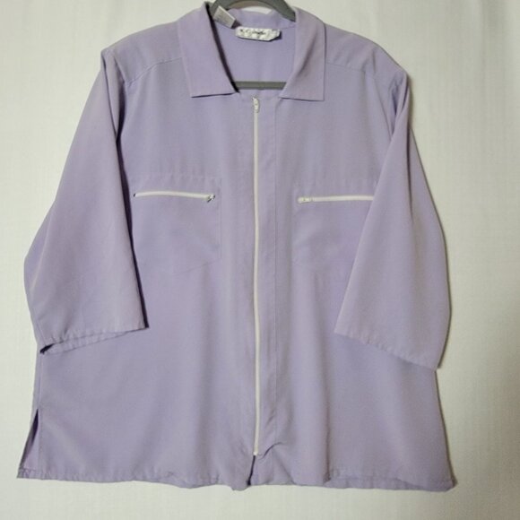 K C Studio Womens Lab/Scrub Jacket Sz.18W Front Zip Lavender Zip Pockets - Picture 14 of 14